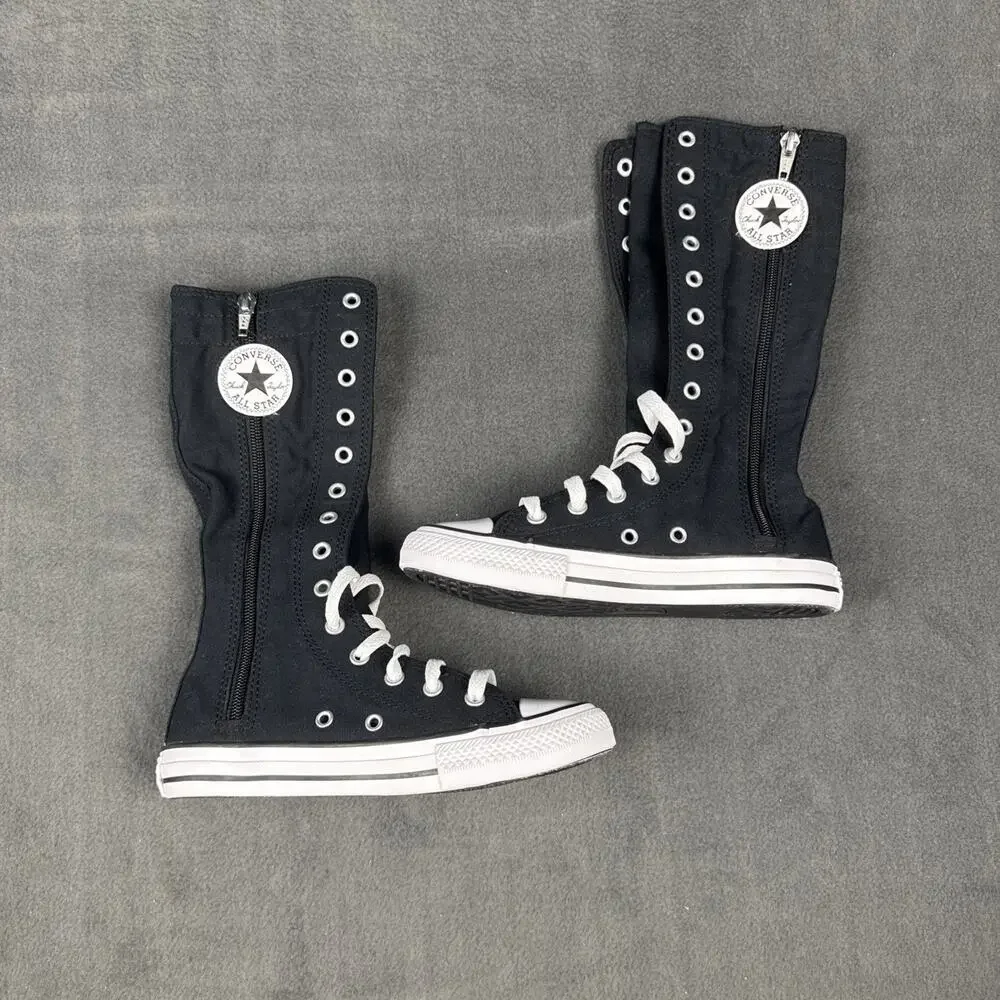 Converse Youth Size 1 Chuck Taylor All Star XX-Hi Sneaker Shoes Black White NEW